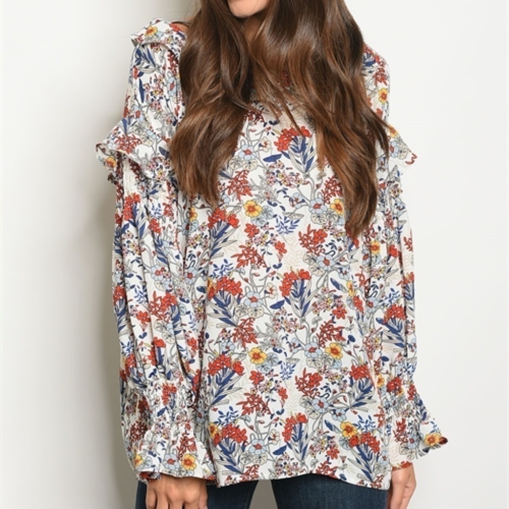 Long Sleeve Floral Print Top